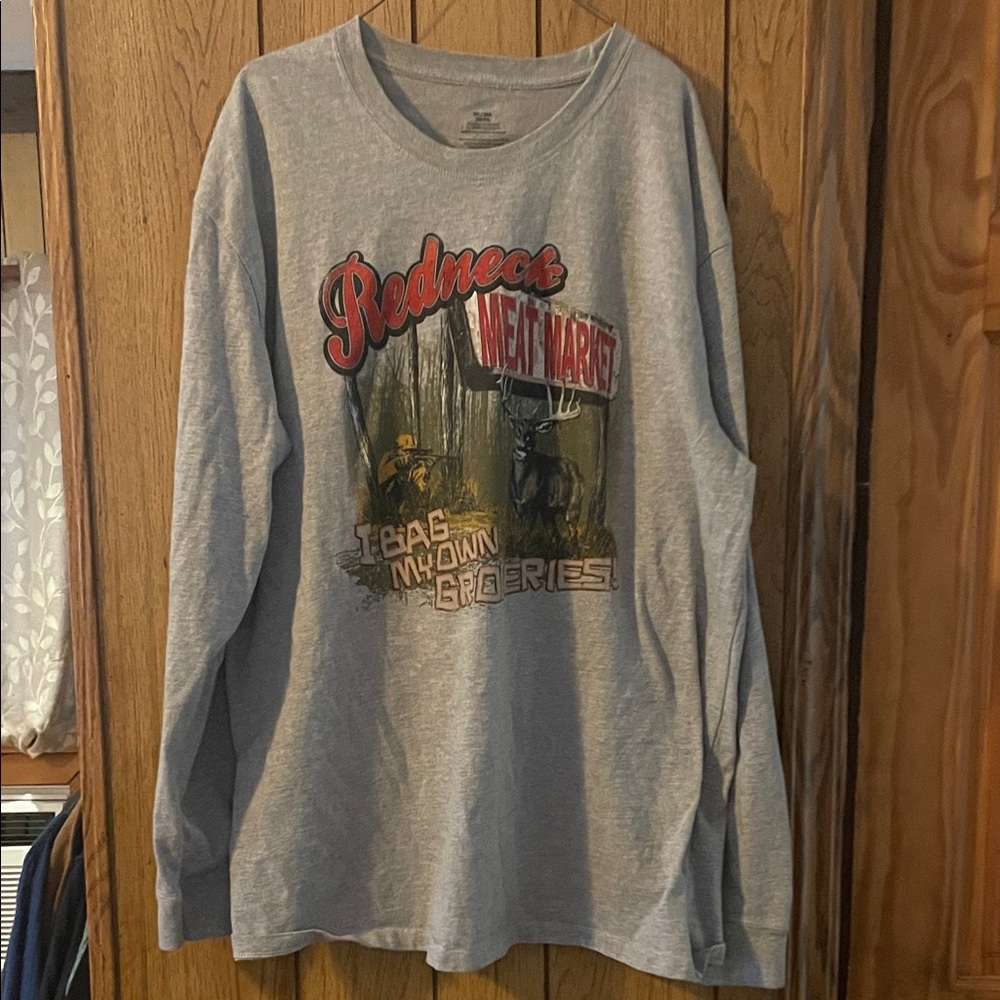 Redneck Meat Market Gray Long Sleeve Tee
